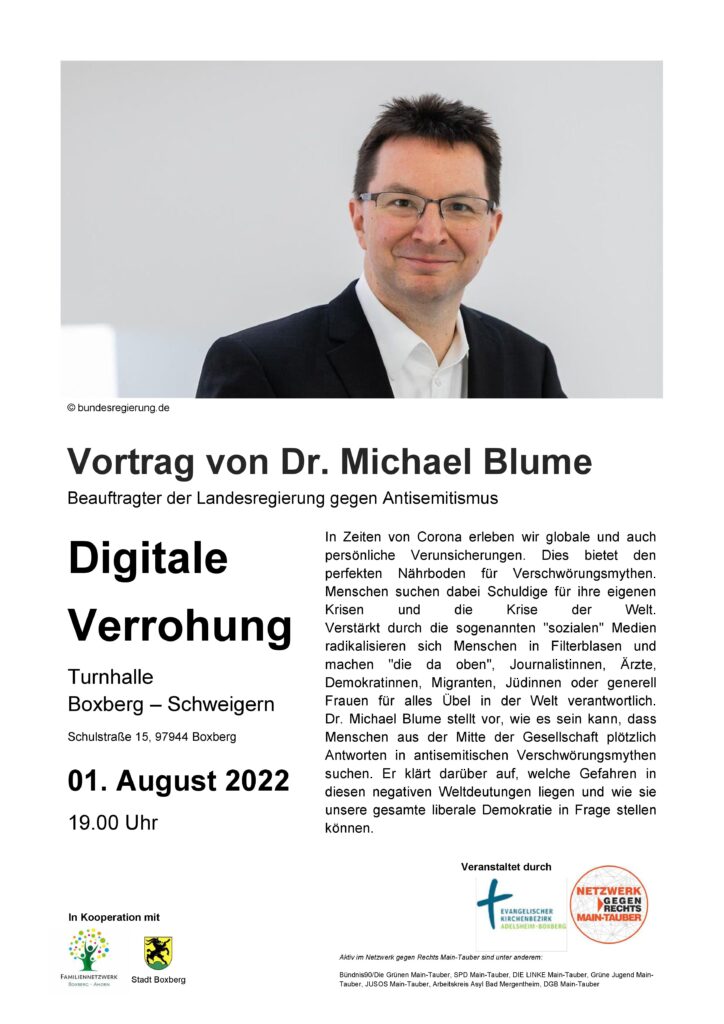 Plakat Vortrag "Digitale Verrohung" von Dr. Michael Blume